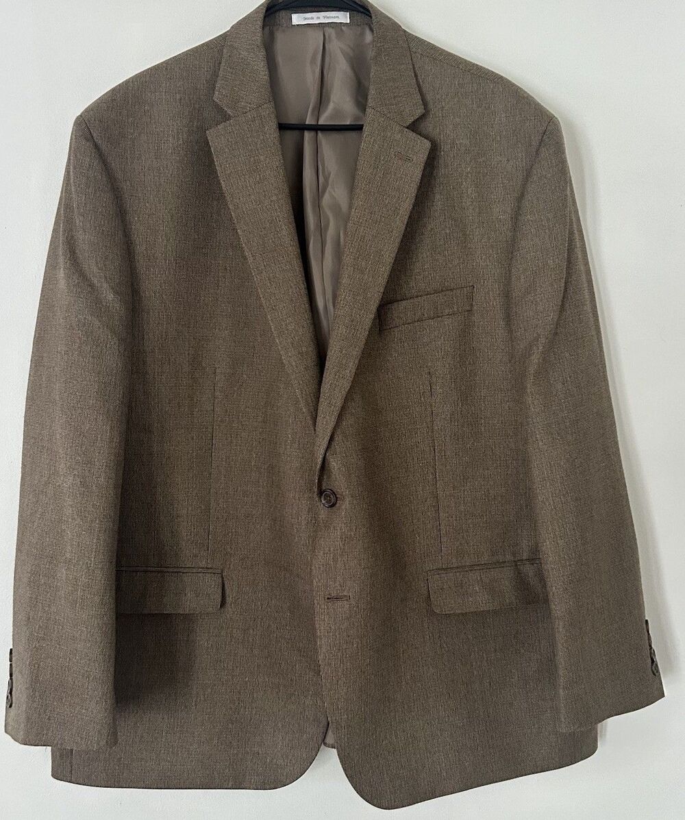 Chaps Ralph Lauren Mens 50R Blazer Brown Check Sport Coat 2 Button Lined Jacket